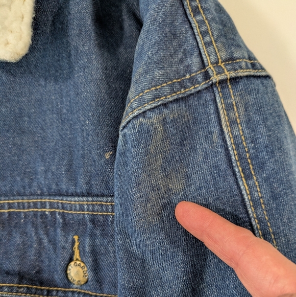 Vintage Avant Garde Men's Blue Denim Jacket Coat with Sherpa Lining Size  XL - Picture 13 of 16